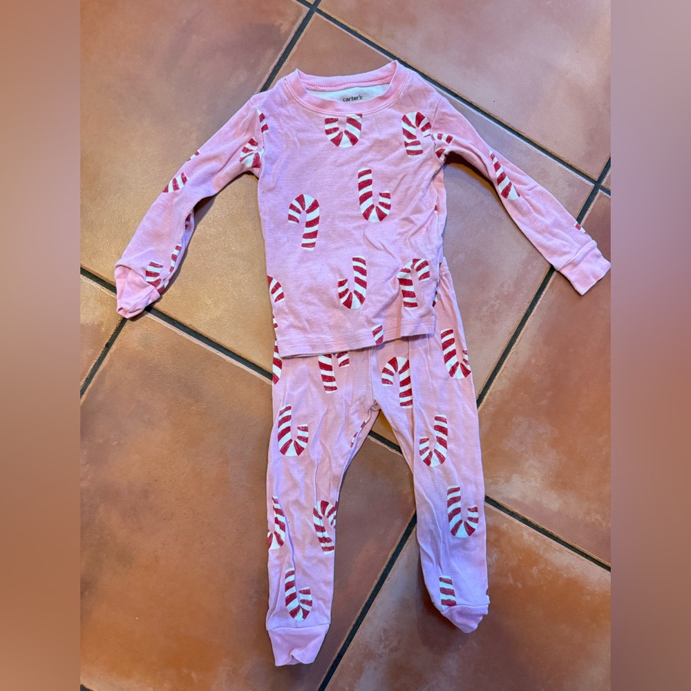 Carters‎ Pink Candy Cane Pajama Set 2t